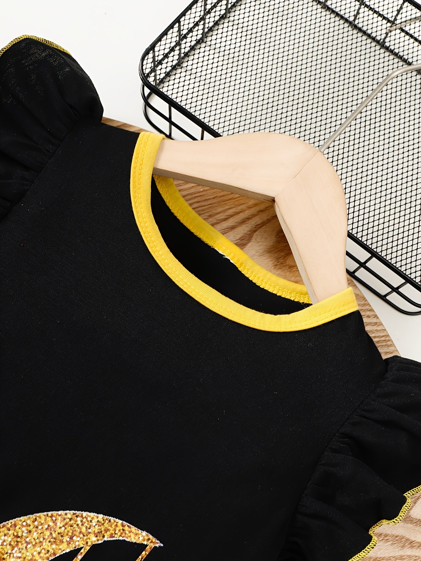 Girls' Summer Dress Sleeveless Cartoon Girl Lantern Moon Print Ruffled Yellow White