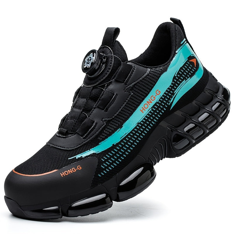 Women's Breathable Mesh Safety Sneakers Steel Toe Anti-Smash Stab Black Turquoise