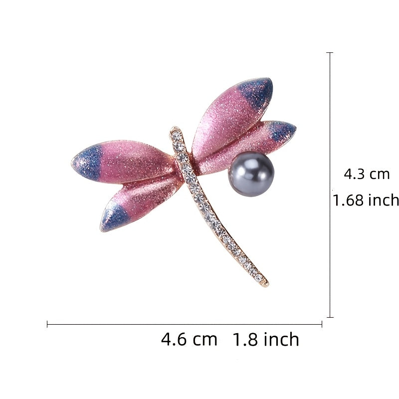 Elegant Dragonfly Brooch Pin with Imitation Pearl Animal Shape Fashion Accessory