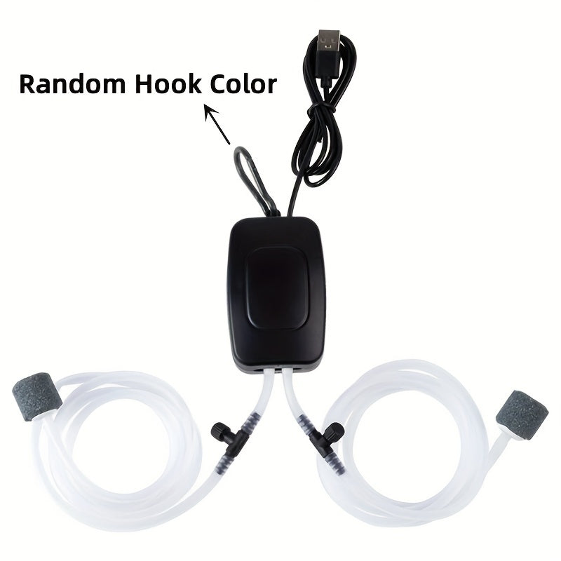 USB Portable Aquarium Air Pump with Dual Adjustable Holes for Fish Tanks Quiet Oxygenation