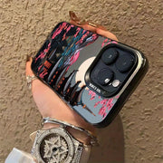 Japanese Ancient House Painting iPhone Case Compatible with iPhone 16 15 14 13 12 11 Pro Max XR X 8 7 Plus Frosted Back Cover Anti-Fall TPU