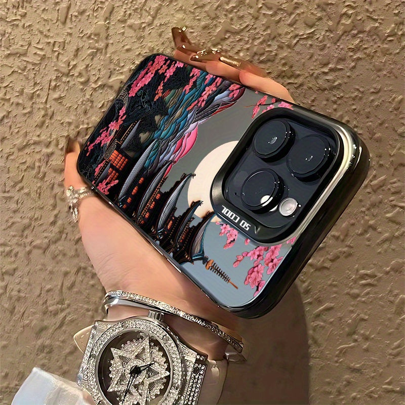 Japanese Ancient House Painting iPhone Case Compatible with iPhone 16 15 14 13 12 11 Pro Max XR X 8 7 Plus Frosted Back Cover Anti-Fall TPU