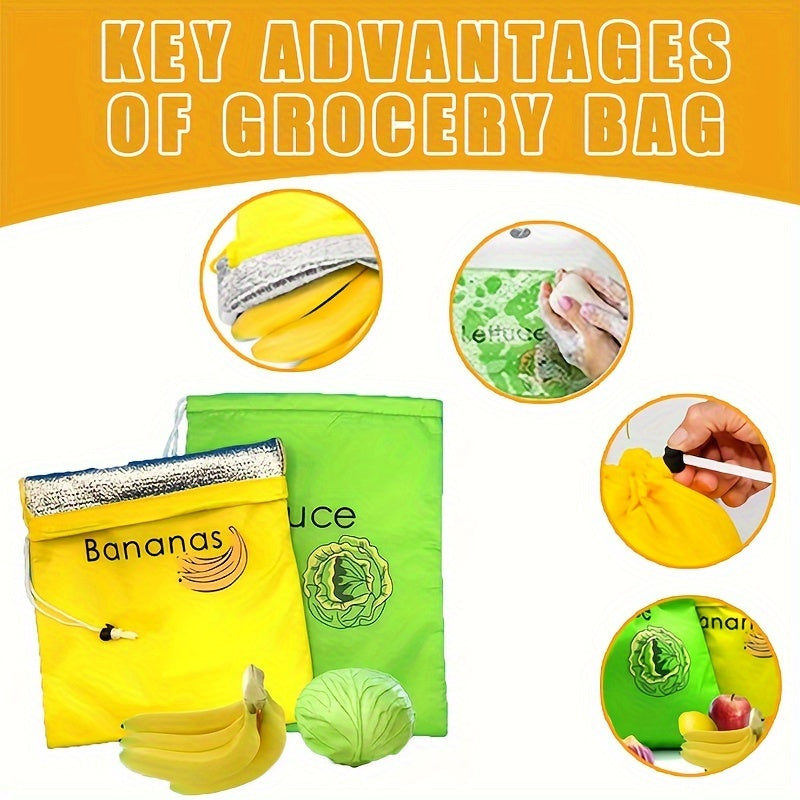 Yellow Banana Storage Bags and Green Vegetable Preservation Bags 1-2pcs Set