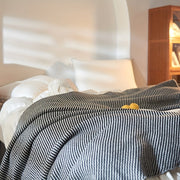 Striped Knitted Blanket for Sofa and Bed Warm Cozy Air Conditioning Use