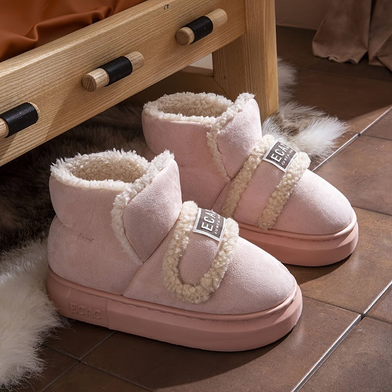 Women's Ankle Boots Minimalist High-Top Short Plush Lined Color Block