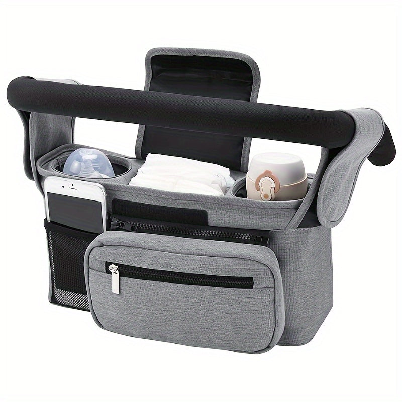 Universal Stroller Organizer with 2 Cup Holders Removable Pockets and Adjustable Straps
