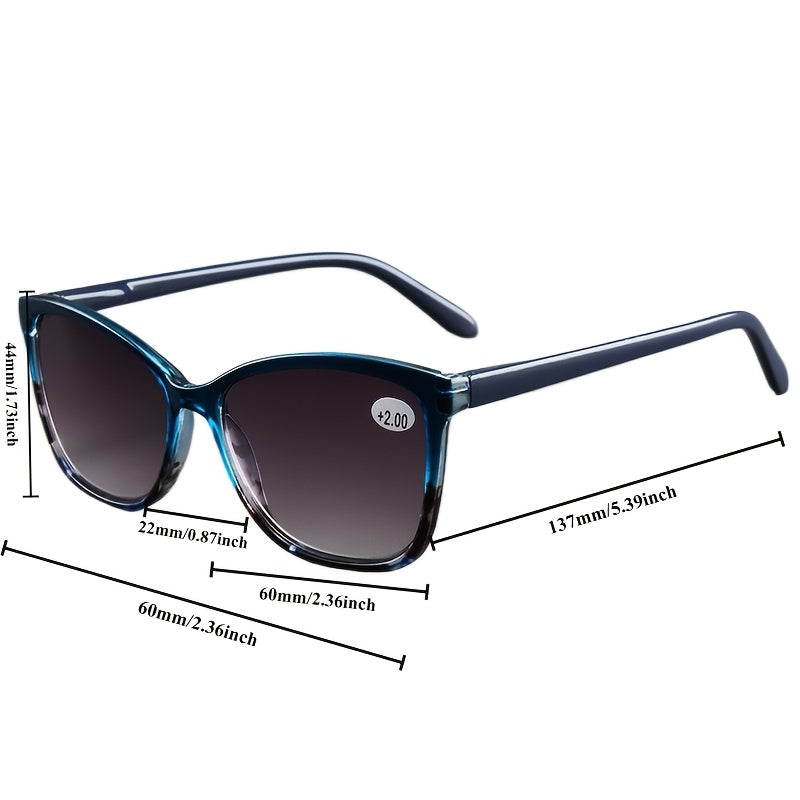 Oversized Cat Eye Reading Glasses for Women and Men Gray Tea Presbyopia Correction +1.0 to +4.0