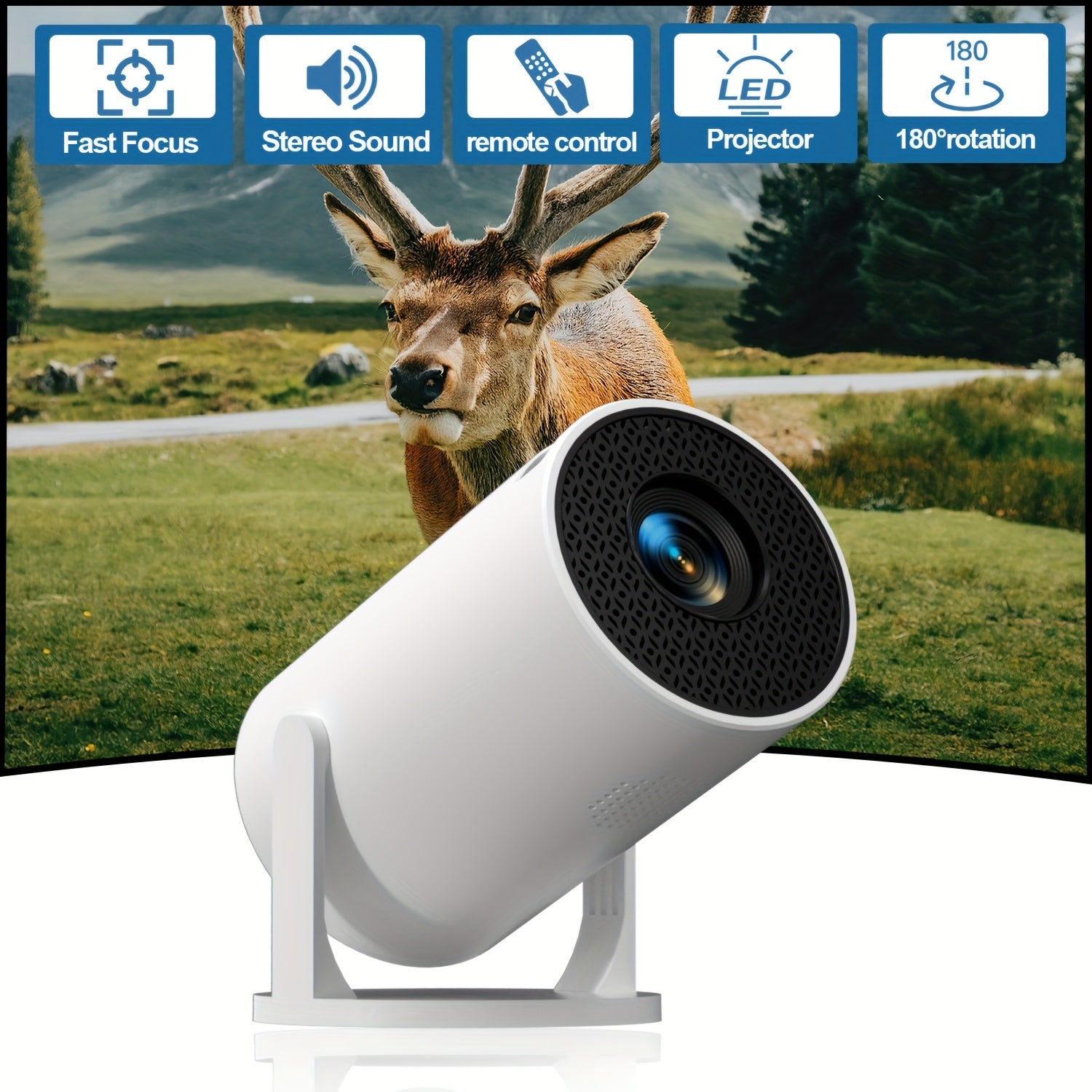 Mini Portable Smart Projector for Outdoor Movies with Fast Focus