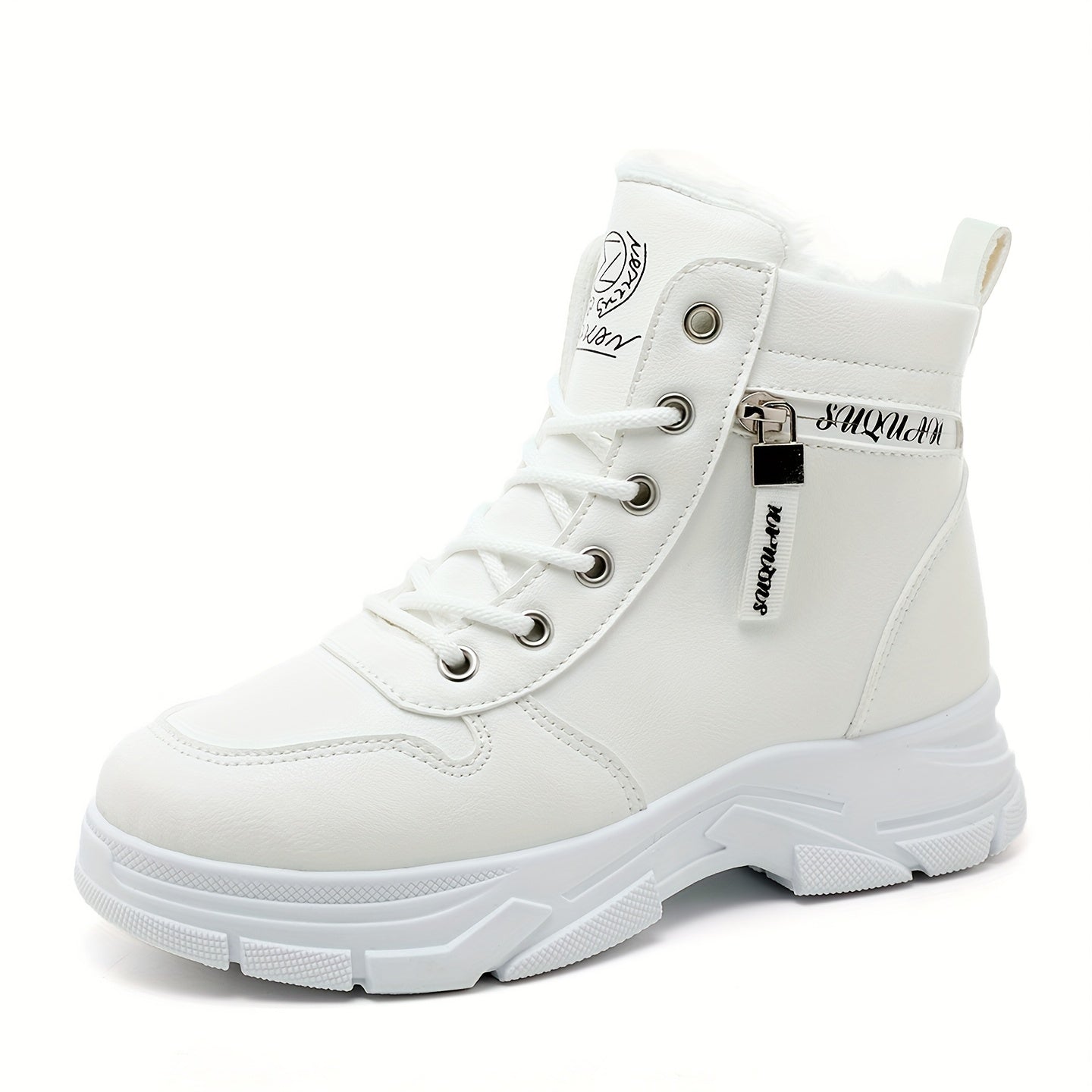 Women's Warm Plush-Lined Ankle Boots with Side Zipper for Winter Snow