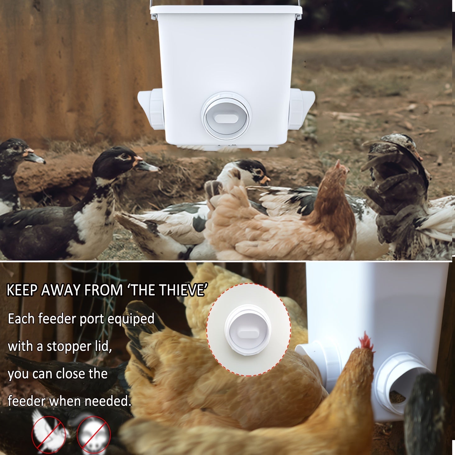 DIY Chicken Feeder Kit 20pcs Rainproof Gravity-Fed for Buckets Bins Troughs