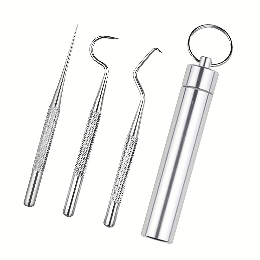 6 Pack Stainless Steel Toothpicks Oral Cleaning Floss Picks with Storage Tube