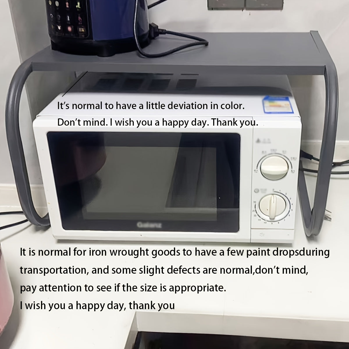 Metal Kitchen Storage Rack for Microwaves Ovens and Rice Cookers Dual Tiers Painted Finish