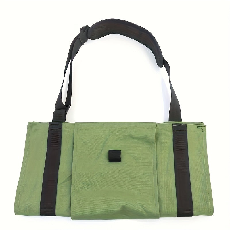 Heavy-Duty Canvas Firewood Storage Bag with Adjustable Shoulder Strap and LED Flashlight