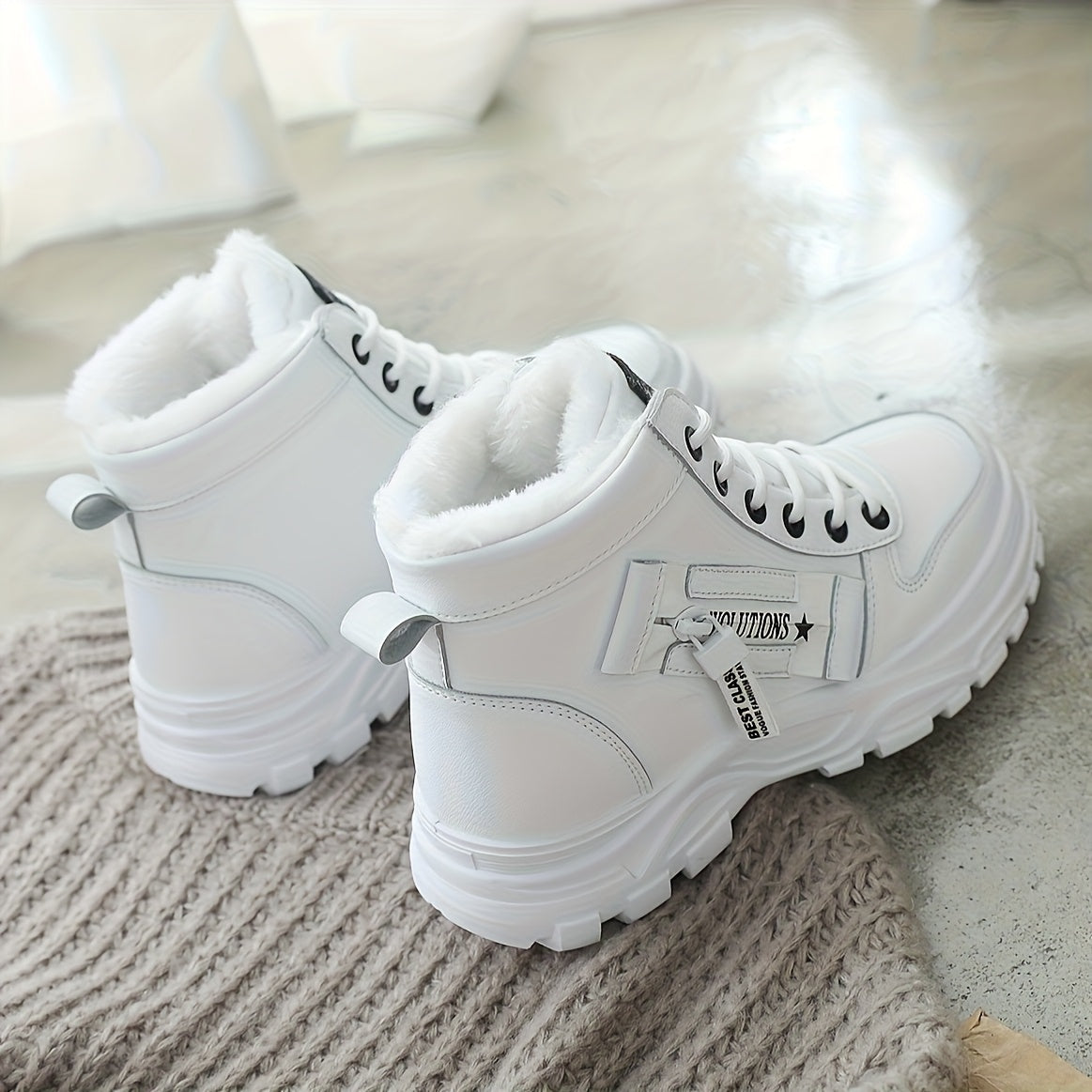 Women's Ankle Boots Faux Fleece Lining Side Zipper Casual Winter Shoes