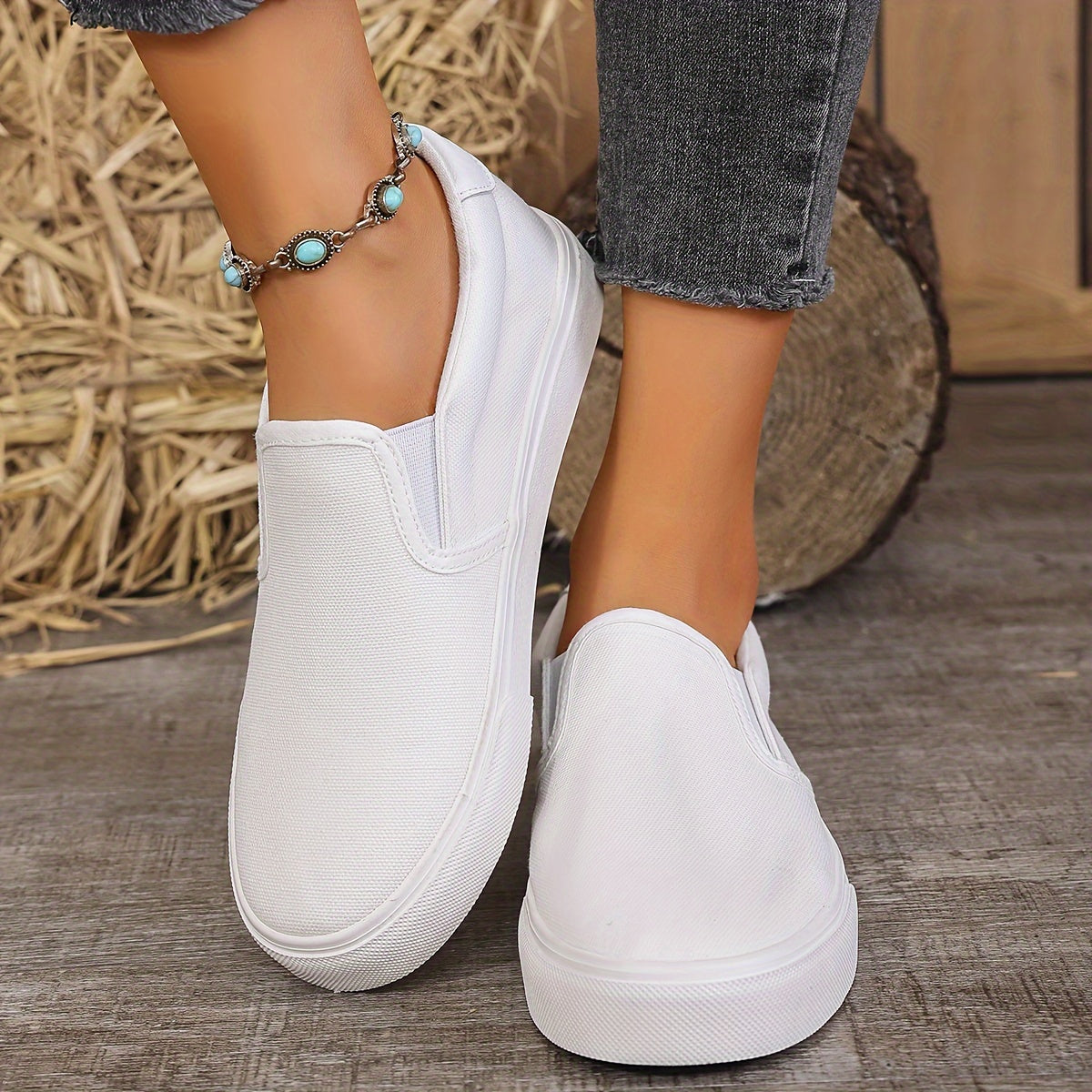 Women's Casual Leather Loafers White Flat Shoes Walking Sneakers