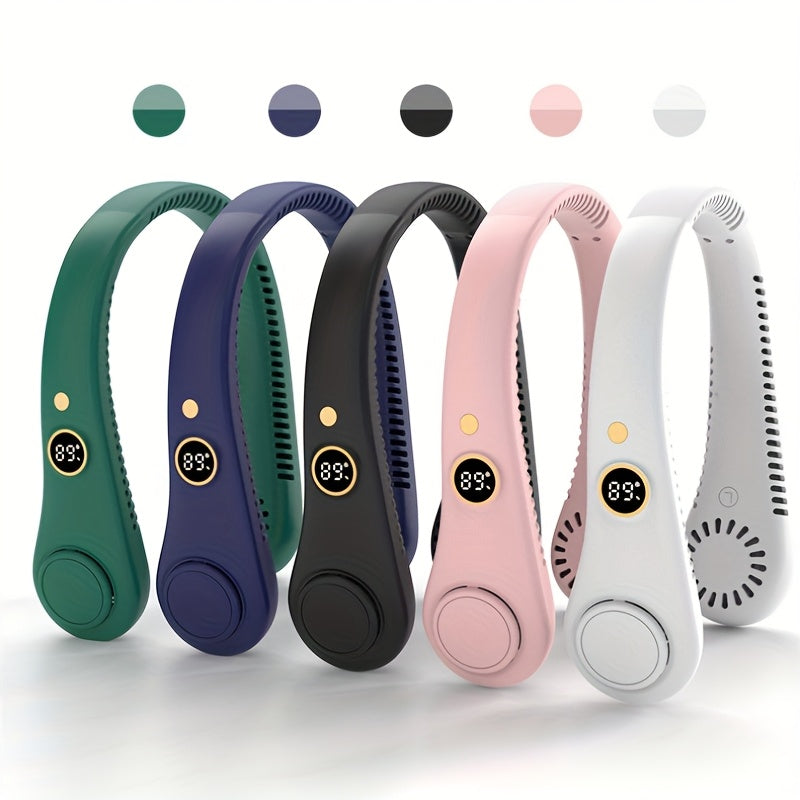 Rechargeable Bladeless Neck Fan with 5-Speed Cooling Hands-Free Outdoor Use