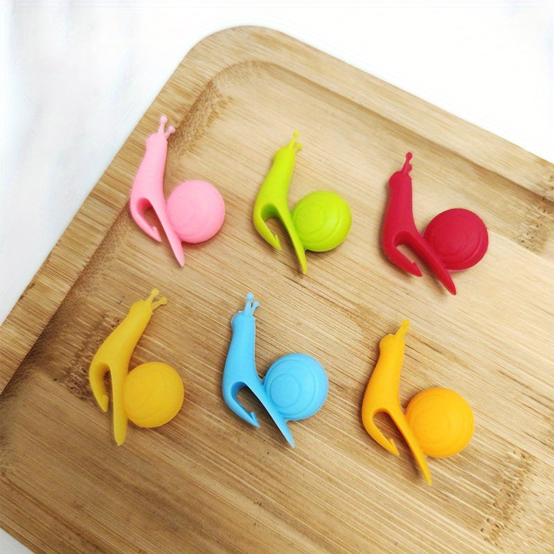 Set of 6 Silicone Snail Wine Glass Labels for Tea Cups and Bags
