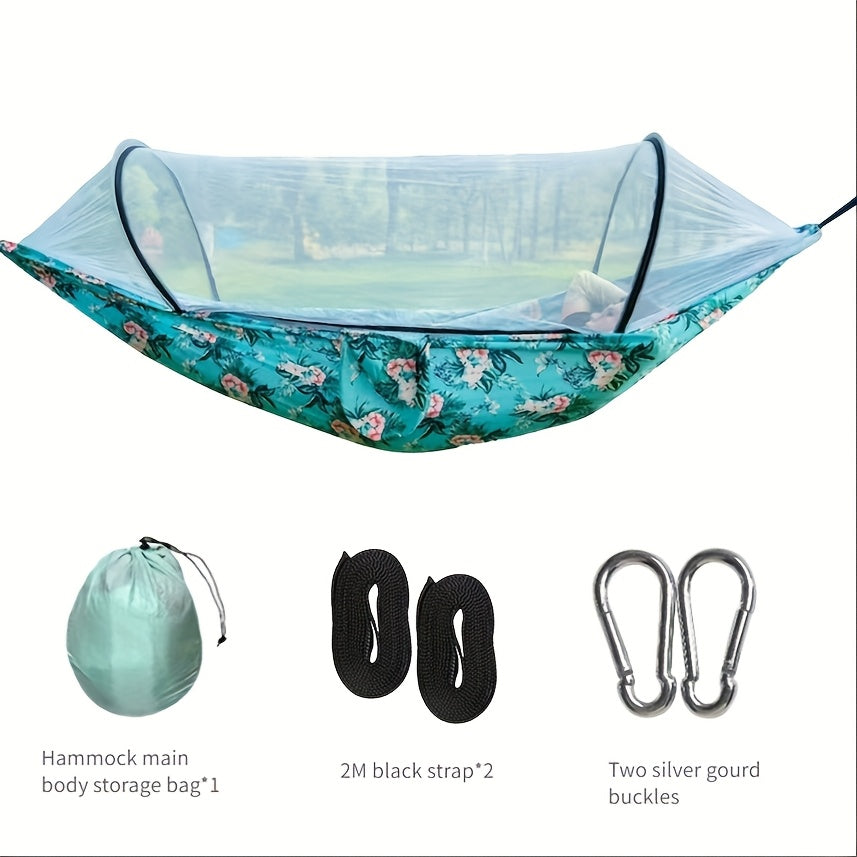2-Person Camping Hammock with Mosquito Net Durable Nylon 272KG Capacity Outdoor Swing Rope