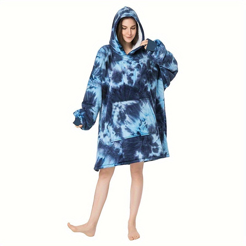 Wearable Blanket Hoodie for Women and Men Oversized Sherpa Hooded Sweatshirt with Large Pocket