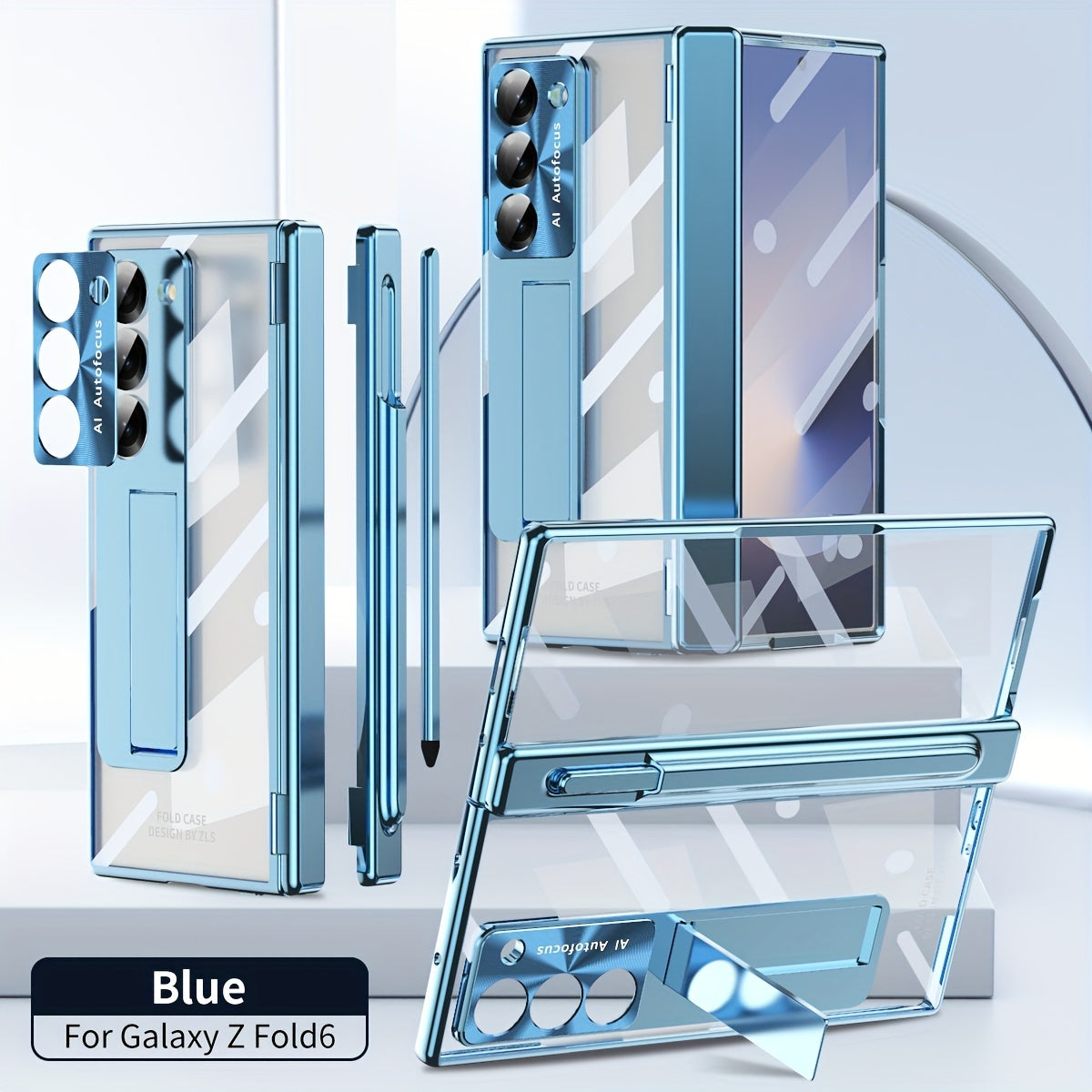 Women’s Electroplated Magnetic Shell for Samsung Zfold6 Phone Case with Double Hinge and Stand