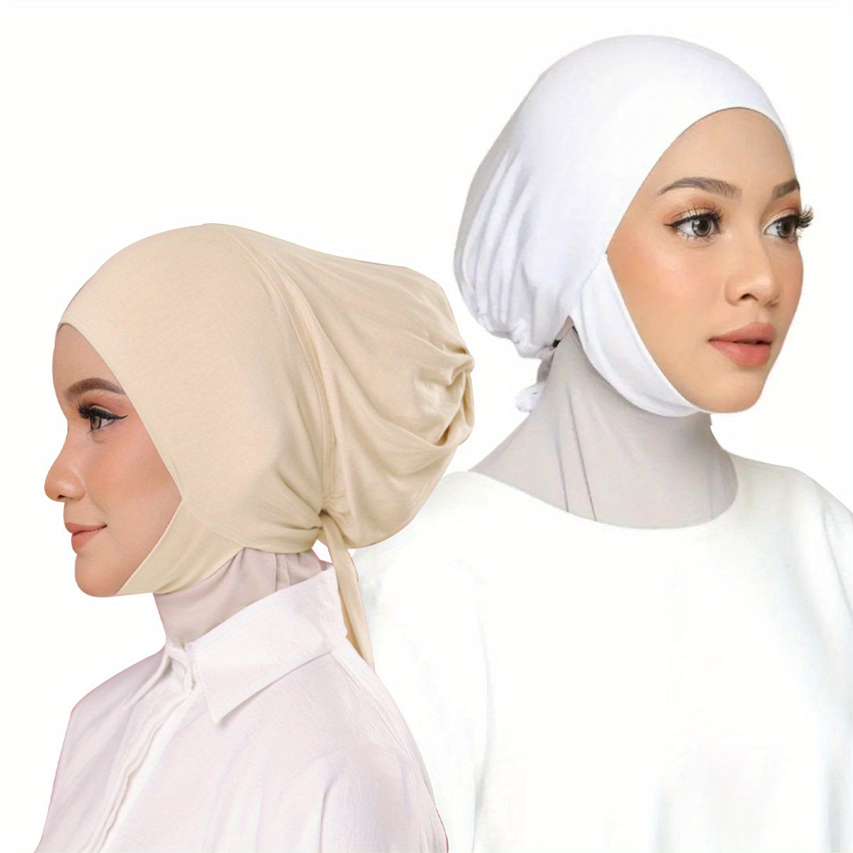 Women's Adjustable Instant Hijab Scarf Solid Color Polyester with Undercap for Eid and Casual Wear