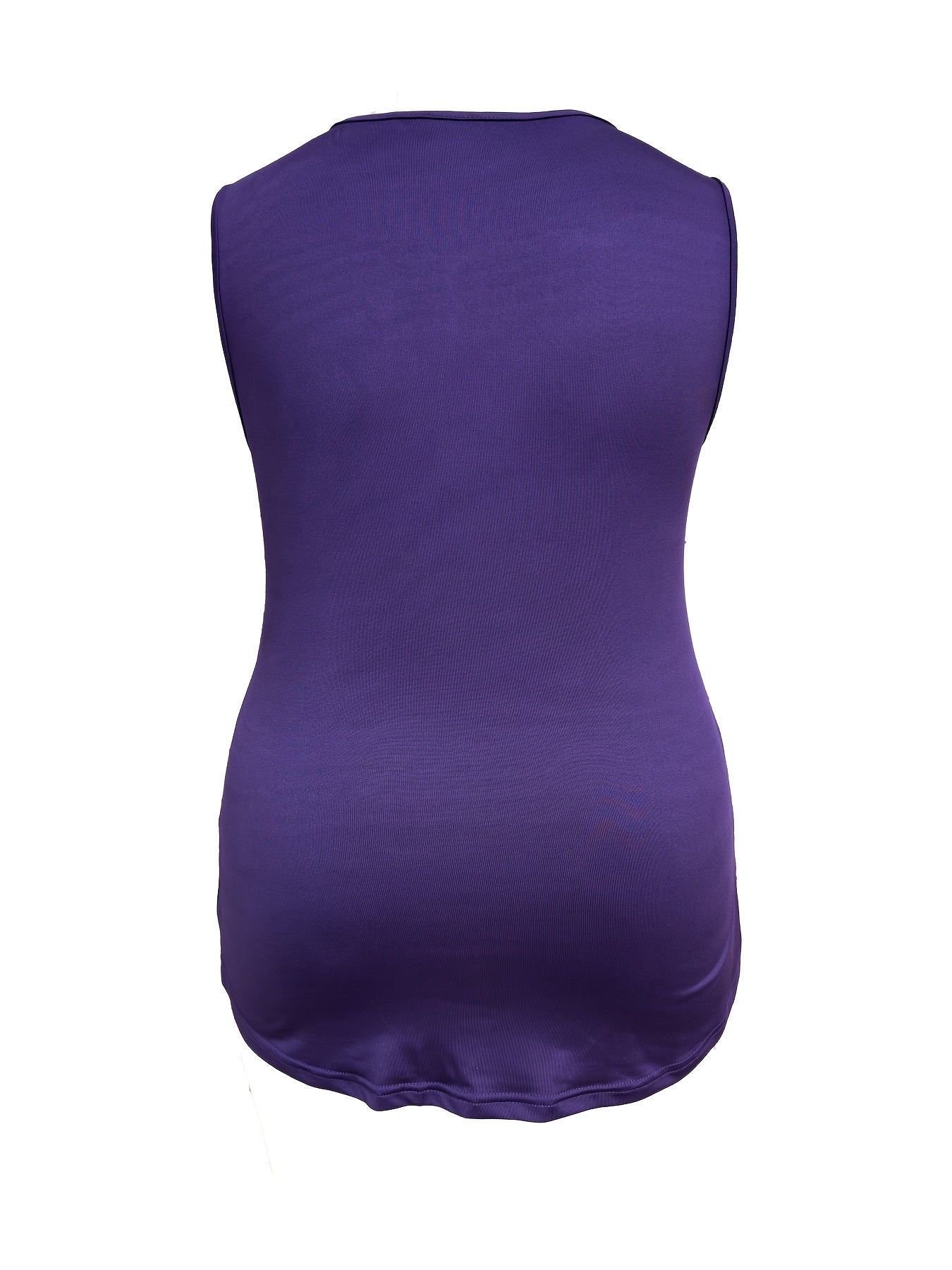Женский фиолетовый топ без рукавов с V-образным вырезом и пуговицами