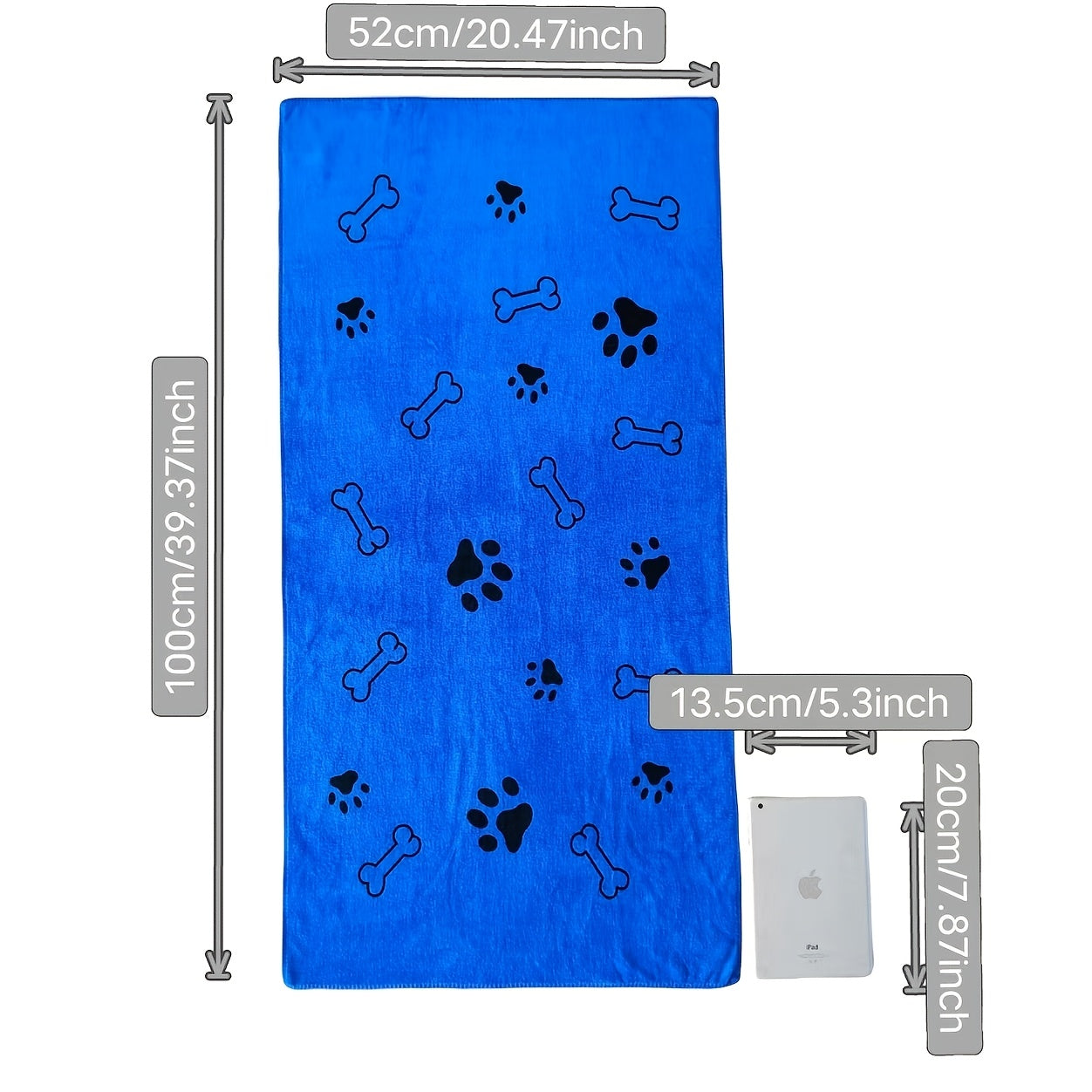 Microfiber Dog Towel for Medium to Large Breeds Quick-Drying Soft Gray Pet Bathing Grooming