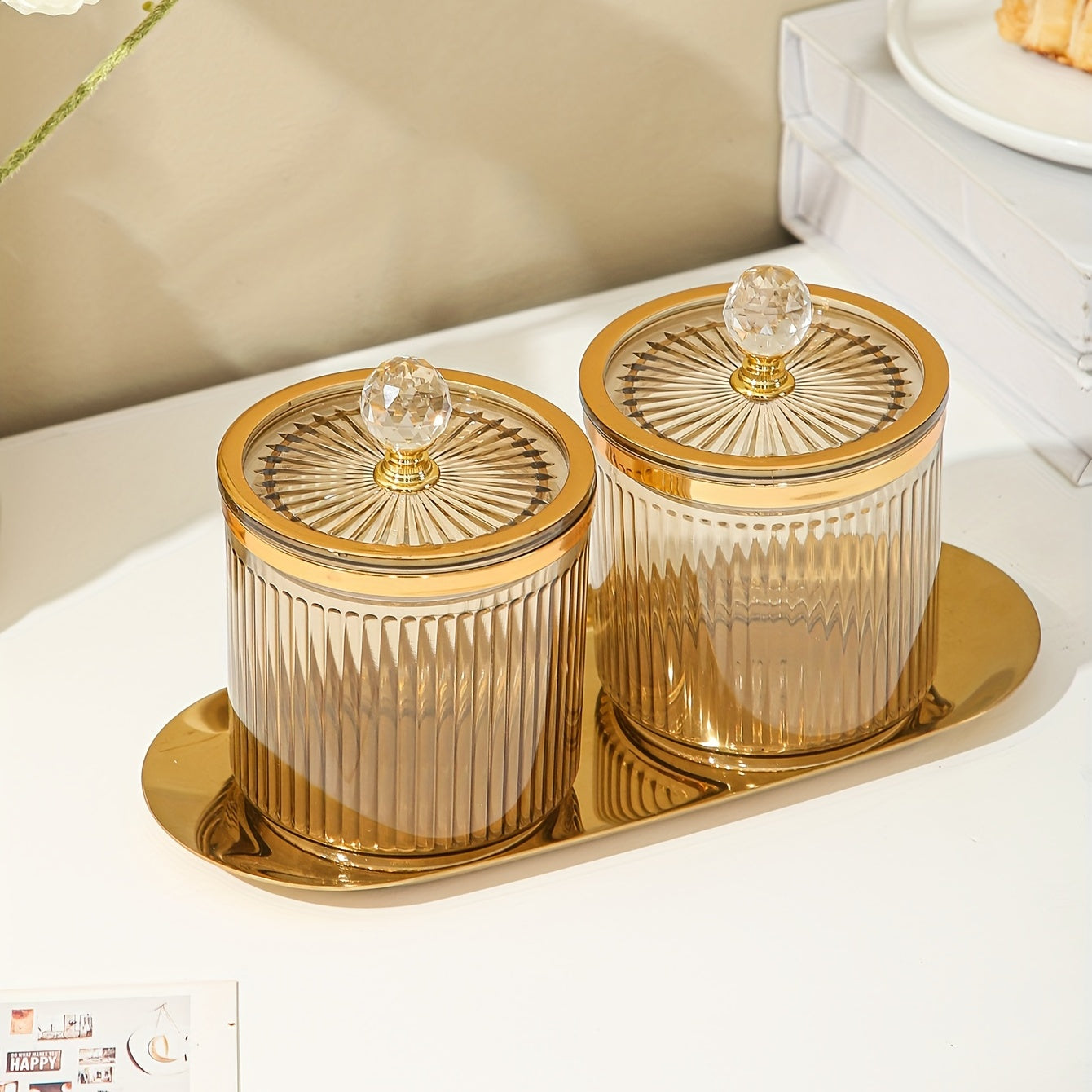 Tarro de comida de acrílico con tapa sellada de bola de cristal para almacenamiento de granos de café