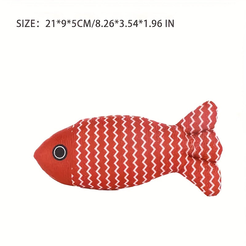 Durable Linen Fish-Shaped Cat Toy for Interactive Play with Sound