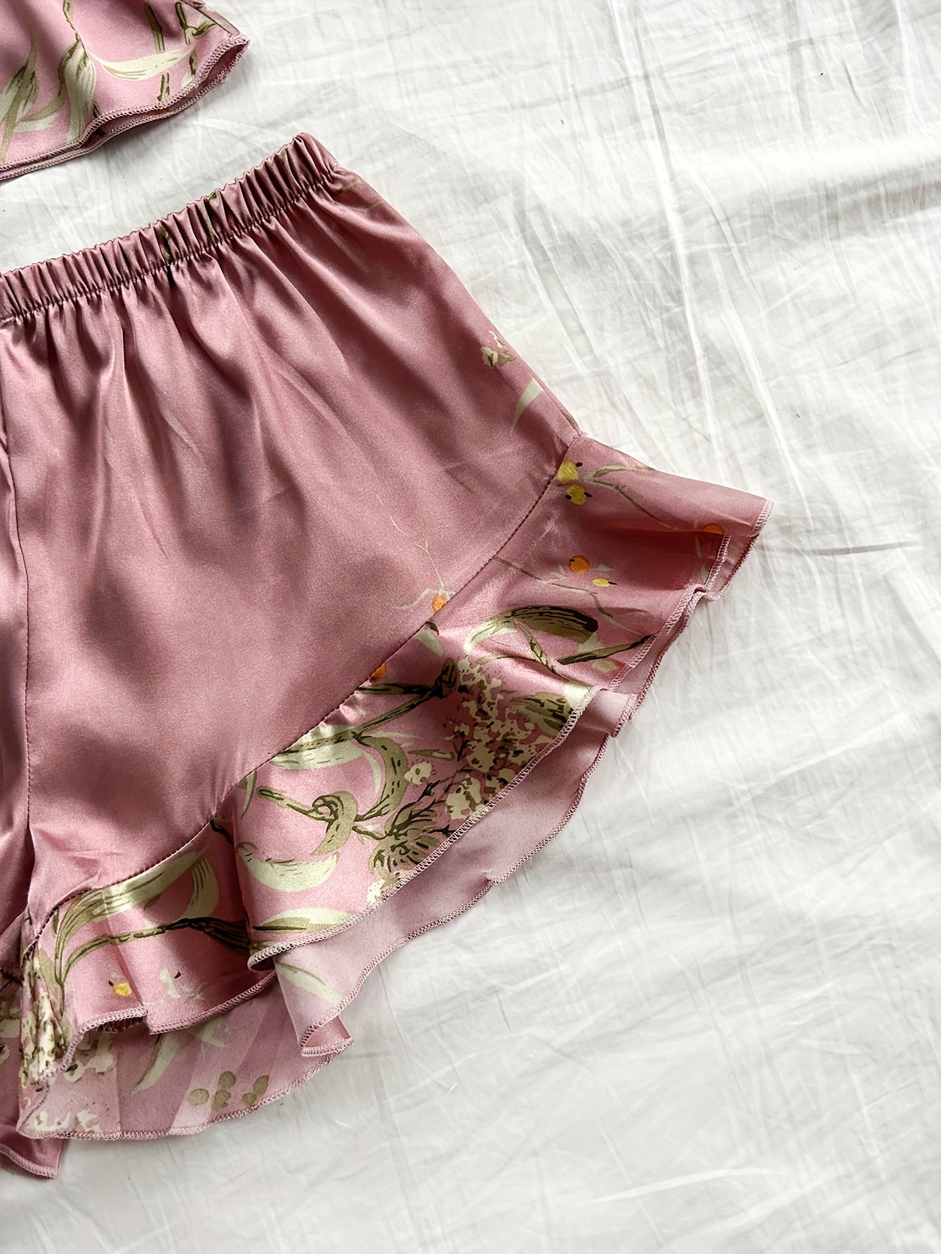 Женские пижамные комплекты из полиэстера с рюшами и принтами, 4 шт., для всех сезонов