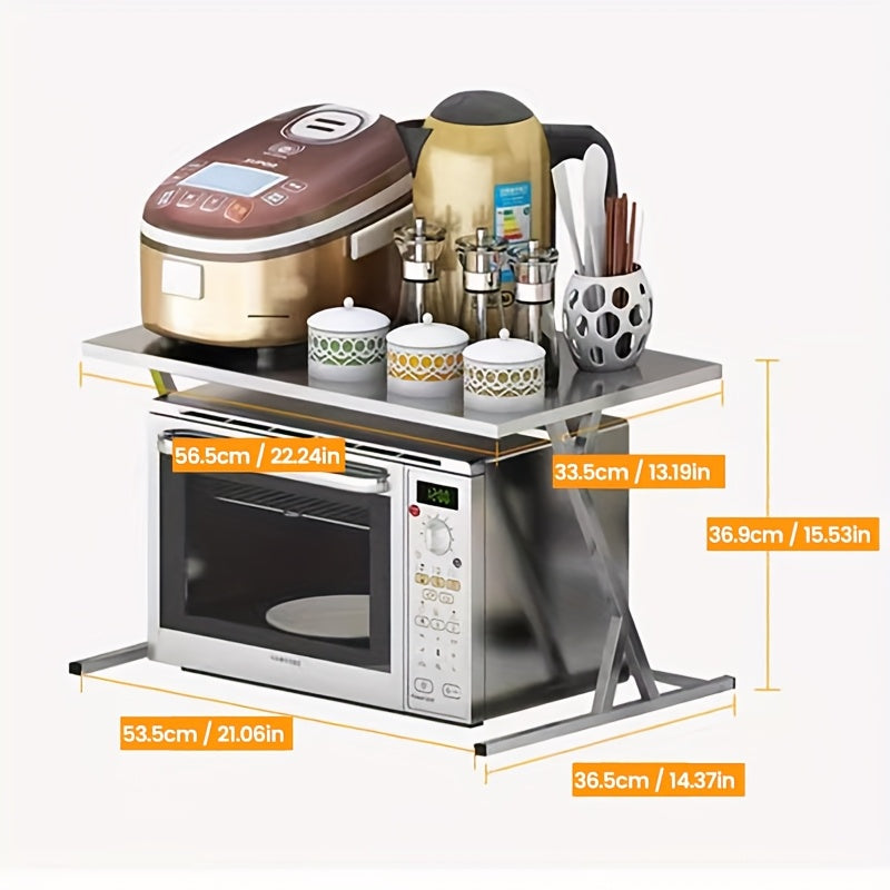 Stainless Steel Microwave Stand with Storage Rack Space-saving Kitchen Organizer