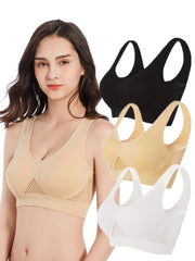 Women's Wireless Sports Bras for Running Breathable and Comfortable Pack of 3