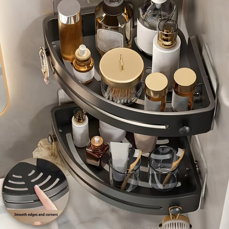 Juego de 3 estantes de esquina de plástico para baño y cocina, almacenamiento colgante