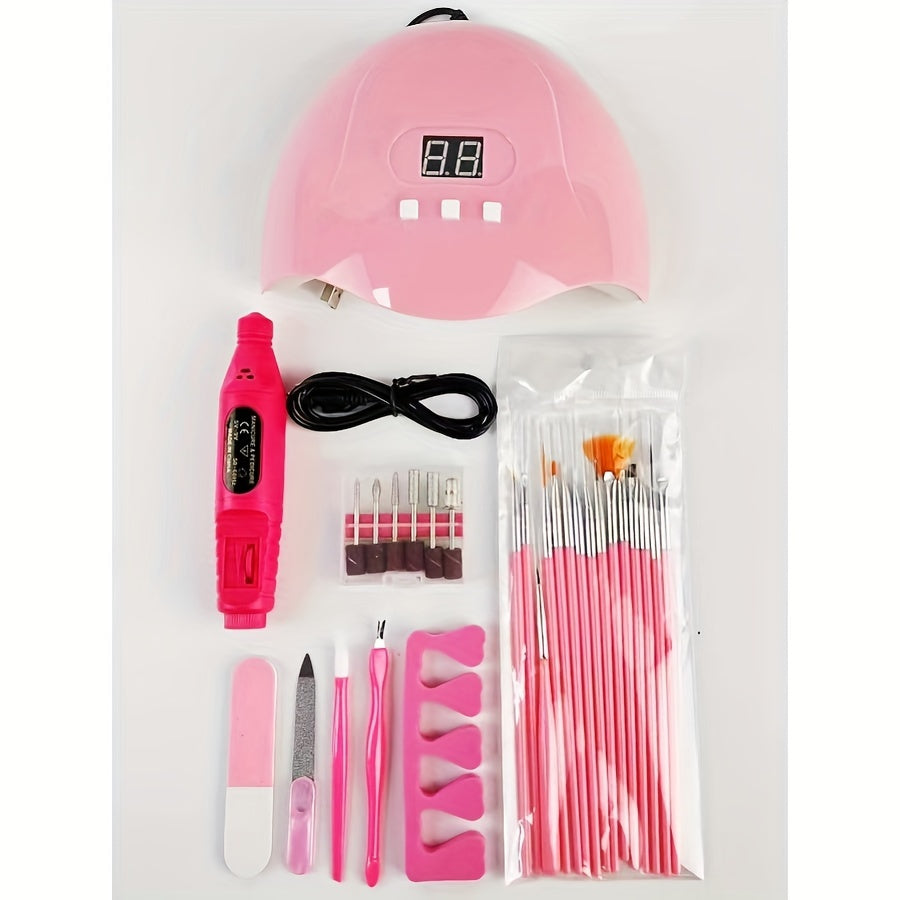 Electric Nail Drill UV LED Lamp Manicure Kit for Beginners 54W