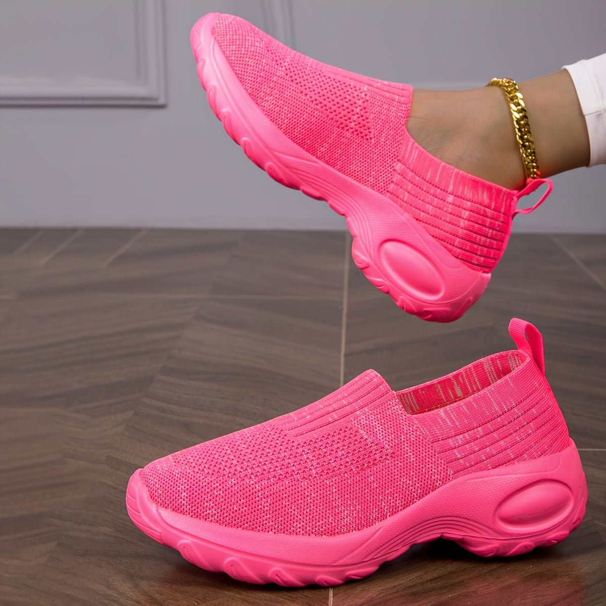 Women's Slip-On Sneakers Breathable Knit Casual Low-Top Shoes Multiple Colors