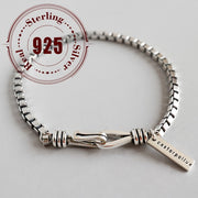 Unisex 925 Sterling Silver Shaxsiy Vintage Quti Zanjirli Xoch Bilaguzuk, Har kuni kiyish va maxsus tadbirlar uchun mukammal (taxminan 3.8 gramm)