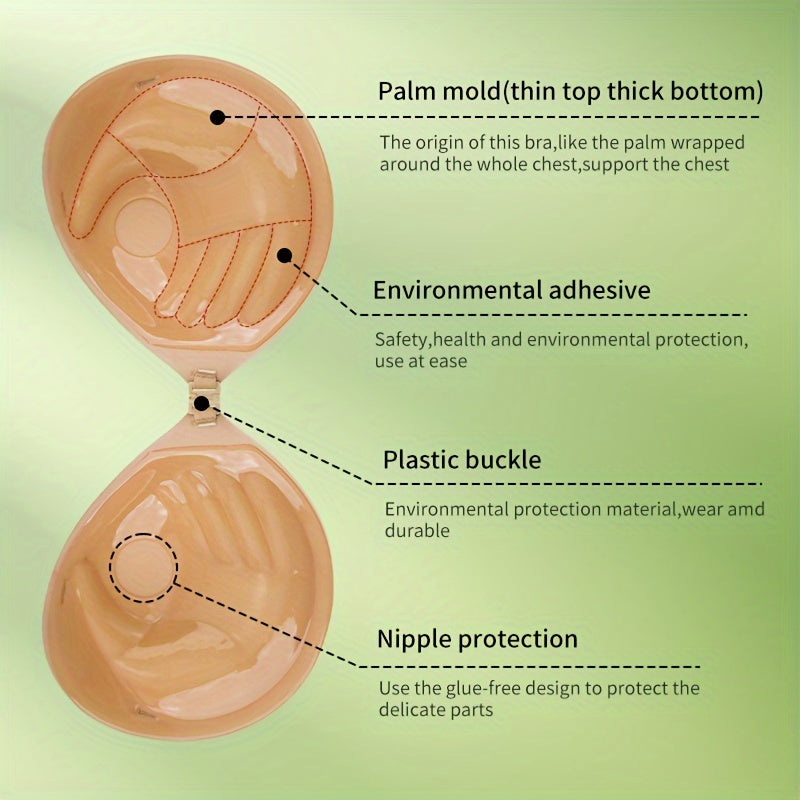 Adhesive Bra Pads for Small Busts Seamless Wireless Push-Up Clear Silicone Non-Woven Fabric