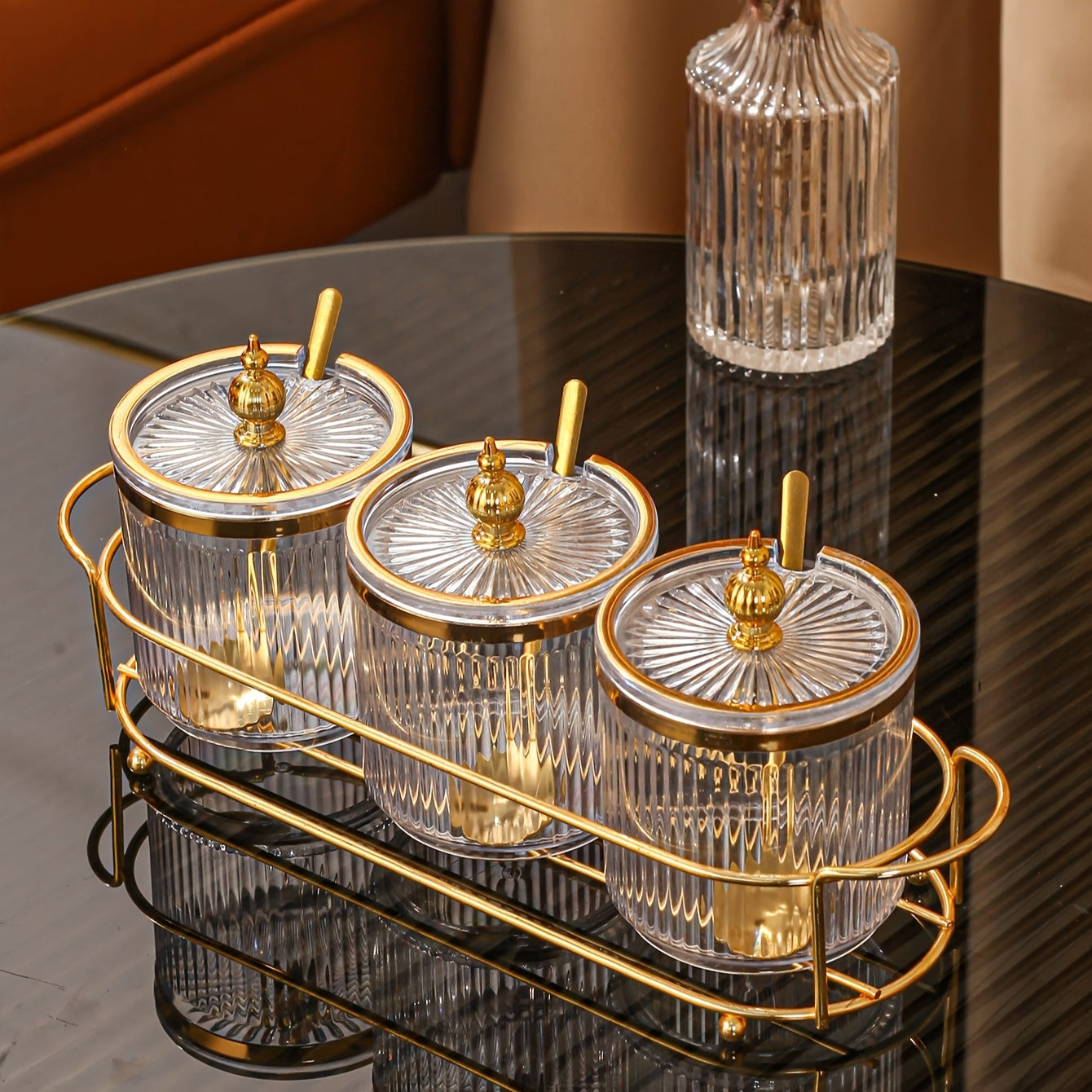 Kitchen Spice Jar Set with Containers, Lids, Tray and Spoon for Food Storage