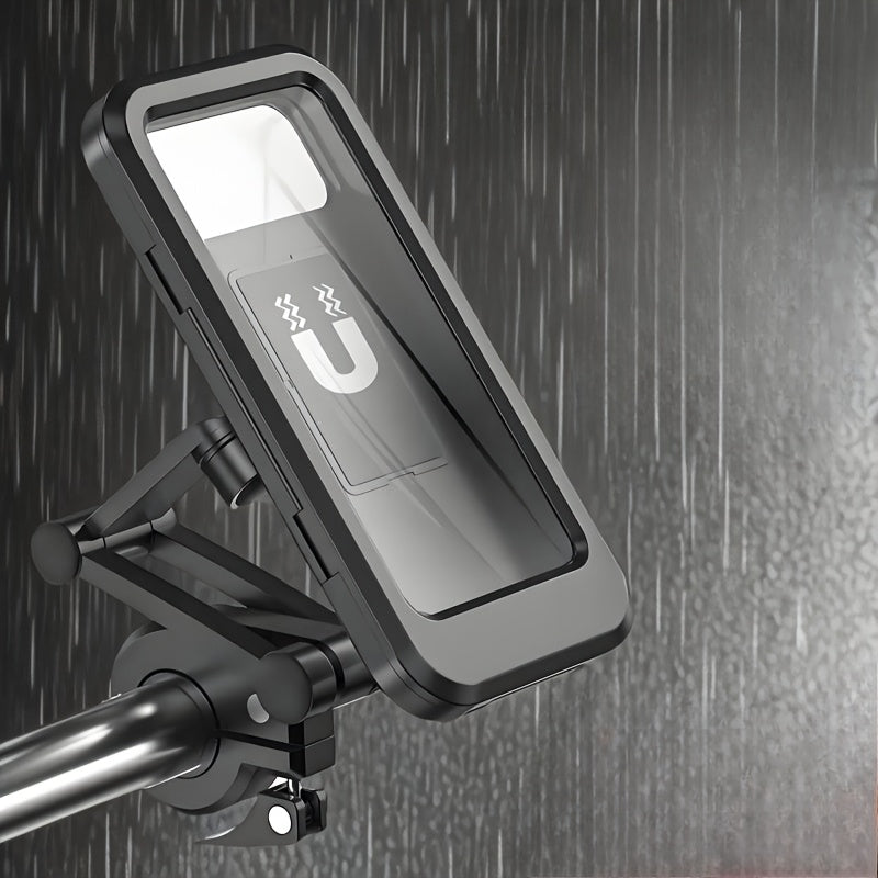 Waterproof ABS Motorcycle Phone Mount with Magnetic Design and Rainproof Holder