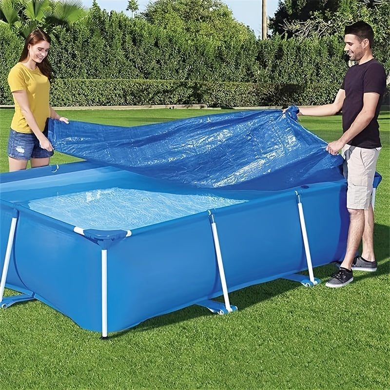 Blue Square Pool Cover with Frame UV Protection Safety for Above Ground Pools