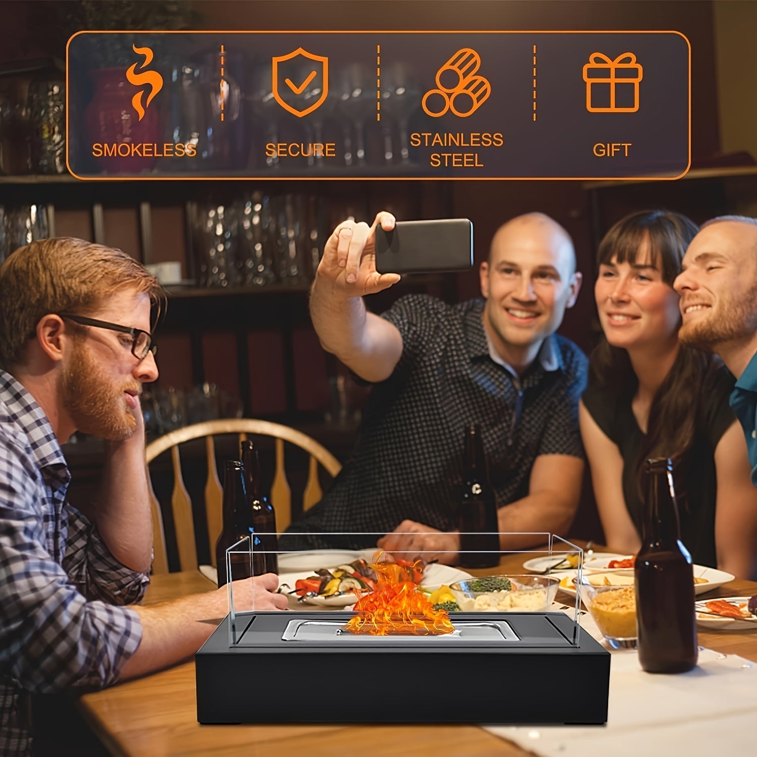 Stainless Steel Portable Tabletop Fire Pit for Indoor Outdoor Use