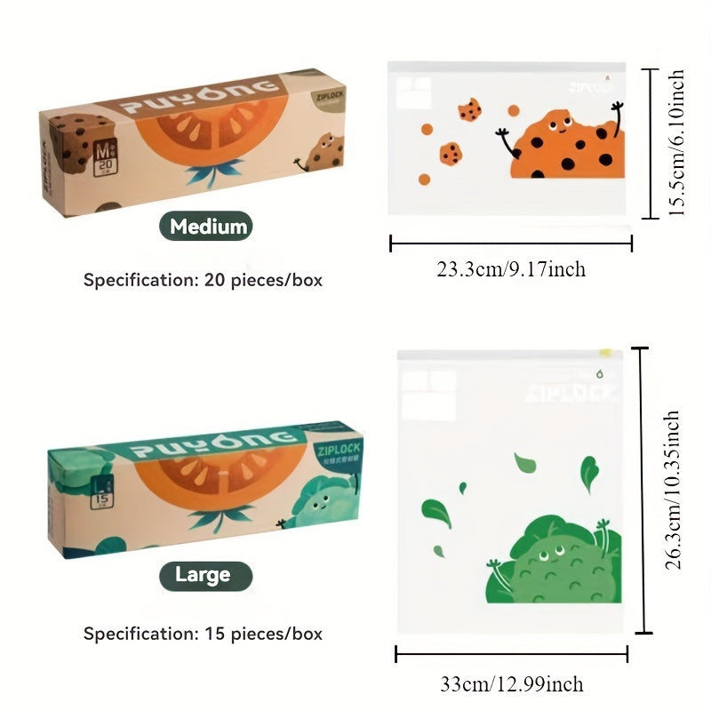 Plastic Storage Bags for Refrigerator Food Preservation Thick Zipper Sealing Pack of 50