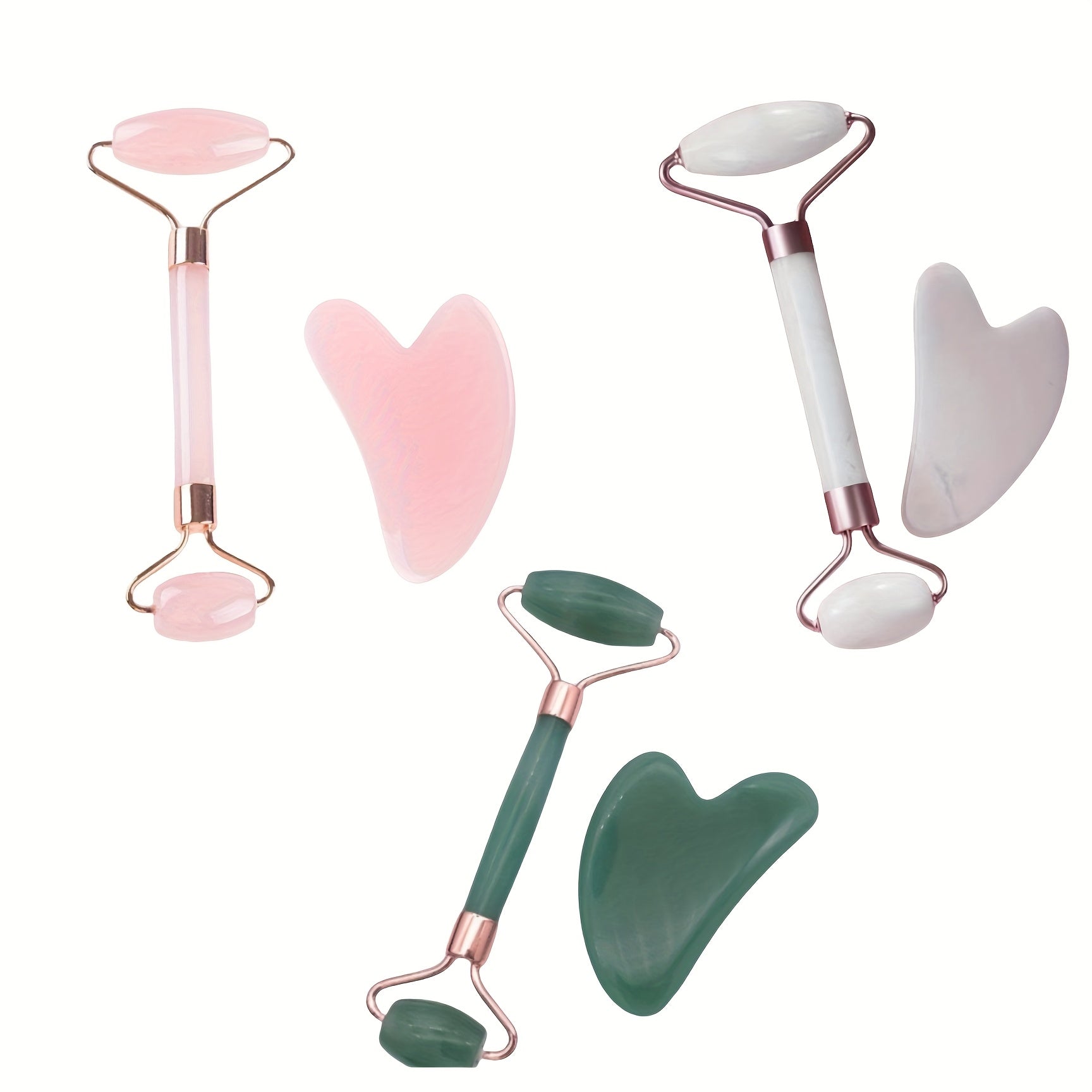 Набор из 2 розовых инструментов для скребка и массажера лица из смолы для ручного расслабления без необходимости использования батареек или питания.