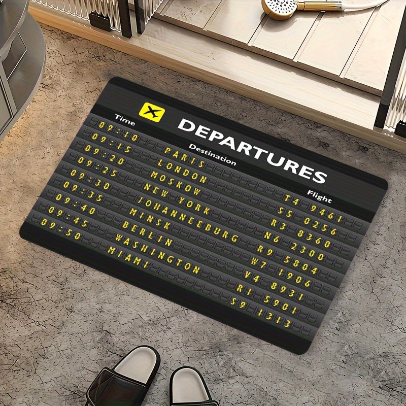 Flannel Door Mat Non-Slip Travel-Inspired Design Easy to Clean Indoor Outdoor