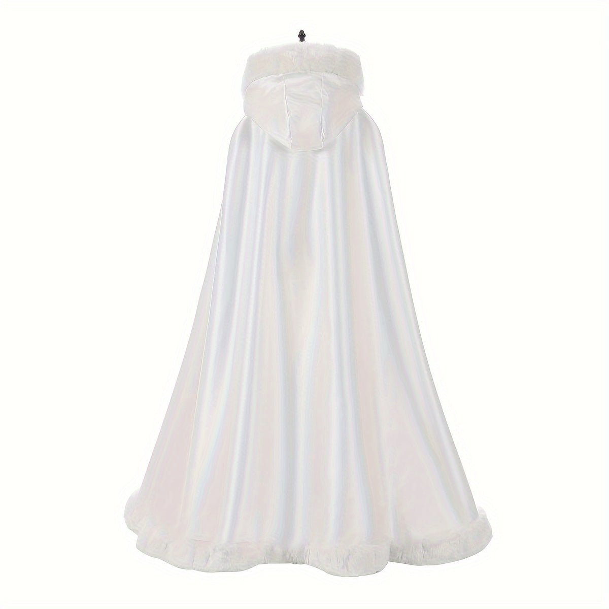 Women Girls Faux Fur Satin Cape Hood Windproof Warm Stylish Clothing Accessory