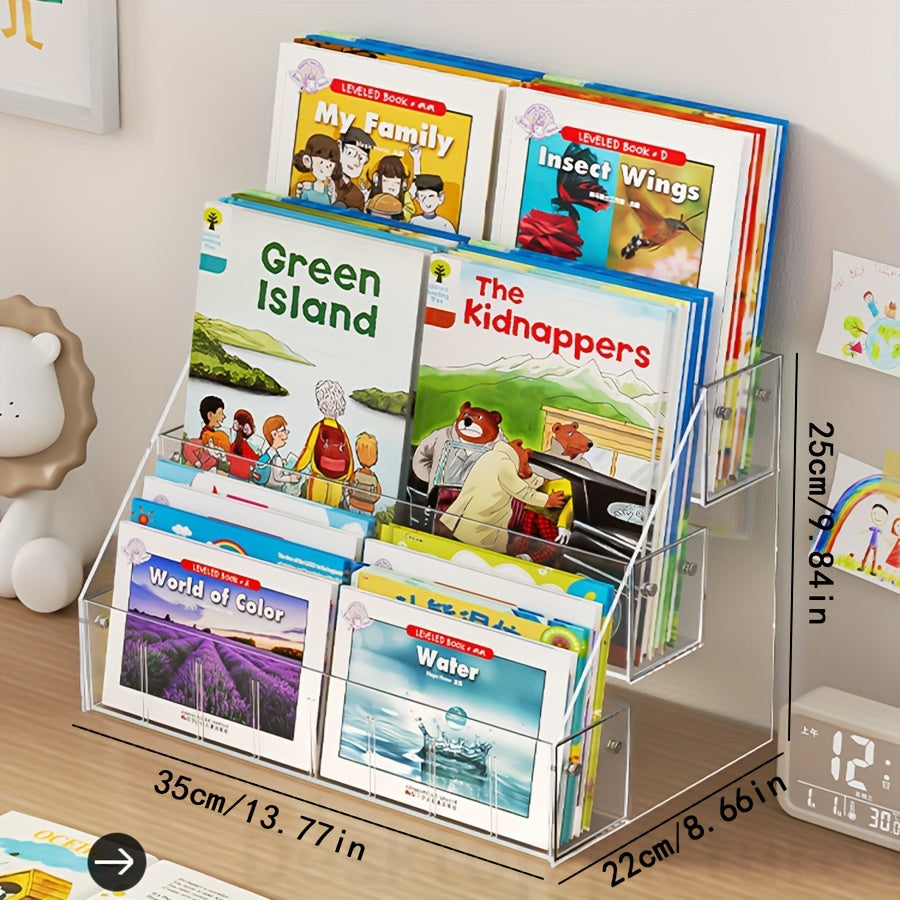 Ko'p funksiyali Shaffof Akril Kitoblik - Zamonaviy, Mustahkam Saqlash Birligi Uy va Ofis uchun, Oson yig'iladigan, Kitoblar va Ta'lim buyumlari uchun ko'rinadigan Egasi, Ko'p qavatli Kitoblik