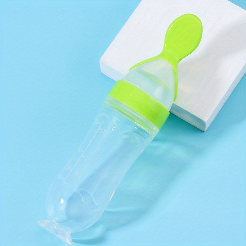Silicone Baby Feeding Bottle with Spoon for Infants and Toddlers