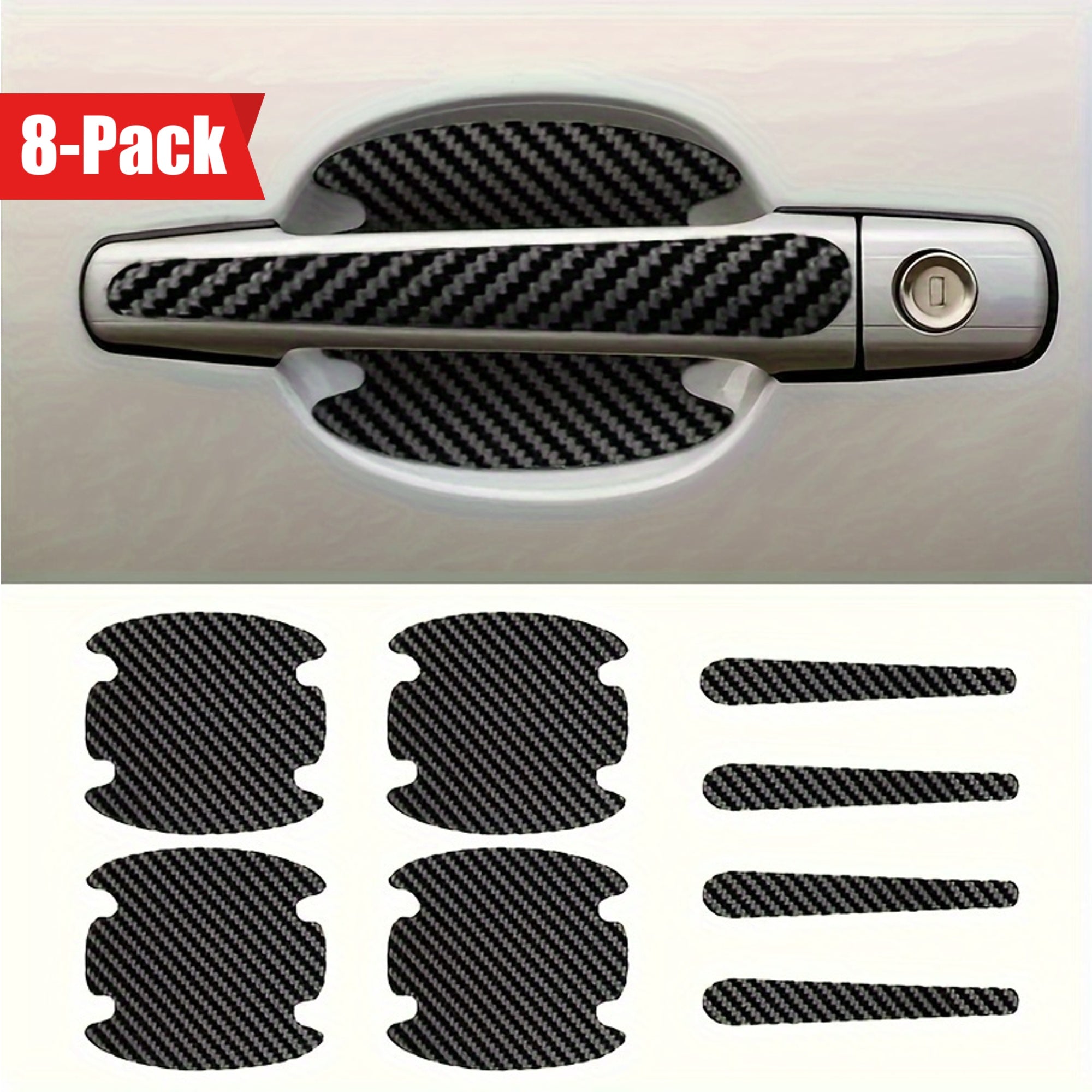 Protector de manijas de puerta de coche de fibra de carbono de 8 unidades, protectores de pintura resistentes a los arañazos