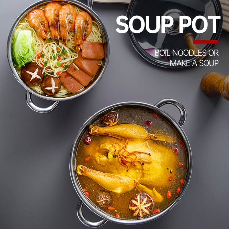 Set of 4 Stainless Steel Soup Pots with Lids, Versatile Cookware for Home and Restaurant