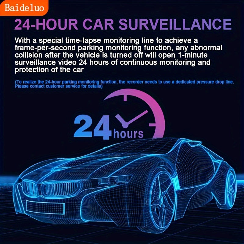 Dual Lens Car Camera 720p Night Vision Rechargeable 12-24V Mount